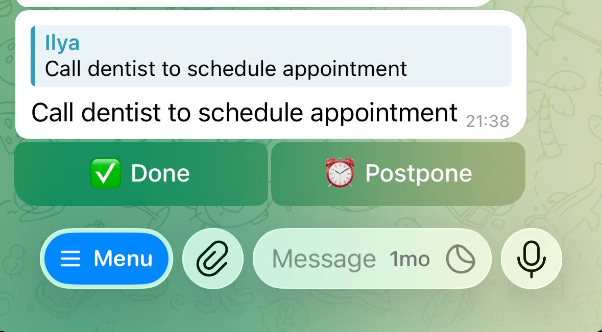 Reminder notification